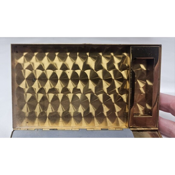 Vintage Elegant Rhinestone Powder Compact Lipstick Makeup Cig/Money Mirror Case - Picture 5 of 16